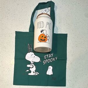 NIB Rae Dunn x Peanuts Snoopy Treat canister & NWT RSQ x Peanuts tote bag